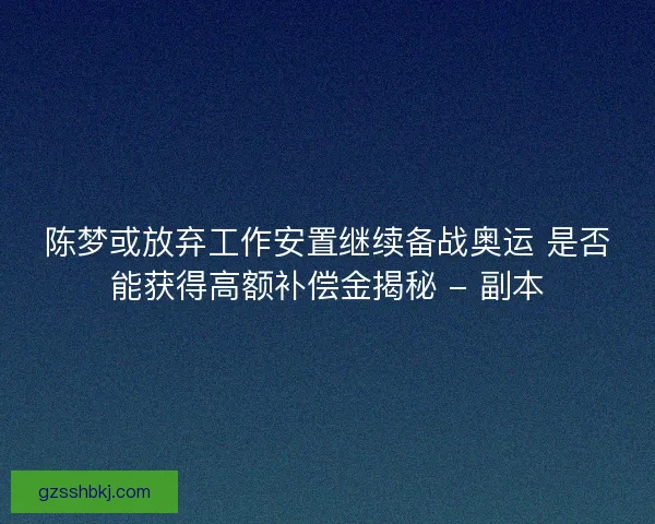 陈梦或放弃工作安置继续备战奥运 是否能获得高额补偿金揭秘 - 副本