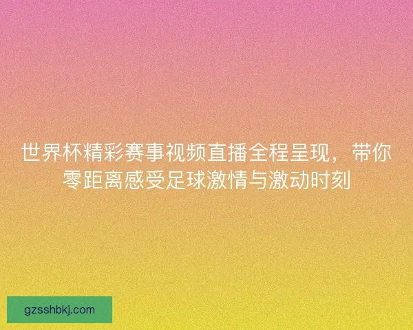世界杯精彩赛事视频直播全程呈现，带你零距离感受足球激情与激动时刻