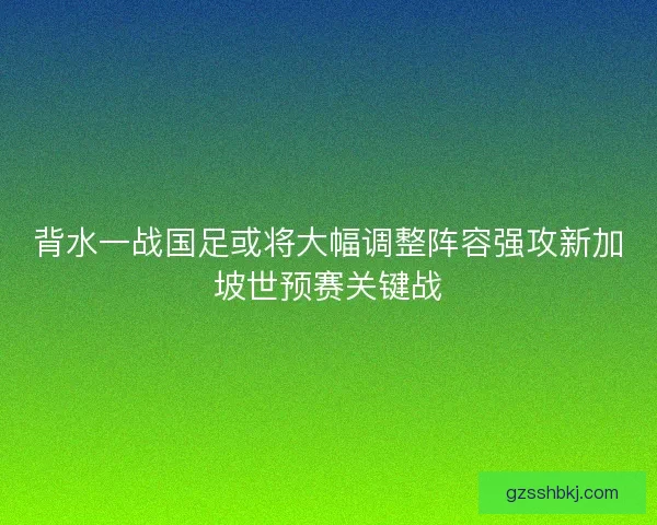 背水一战国足或将大幅调整阵容强攻新加坡世预赛关键战