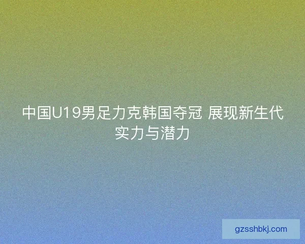 中国U19男足力克韩国夺冠 展现新生代实力与潜力