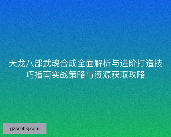 天龙八部武魂合成全面解析与进阶打造技巧指南实战策略与资源获取攻略