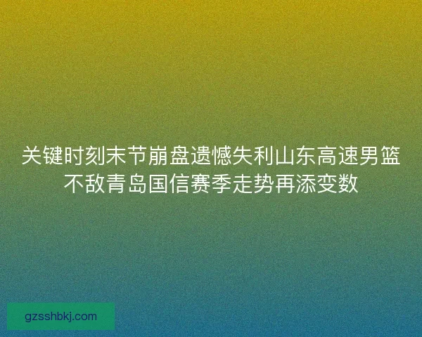 关键时刻末节崩盘遗憾失利山东高速男篮不敌青岛国信赛季走势再添变数