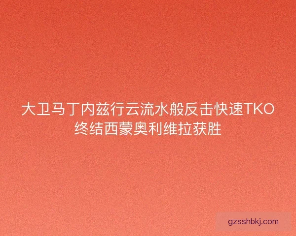 大卫马丁内兹行云流水般反击快速TKO终结西蒙奥利维拉获胜